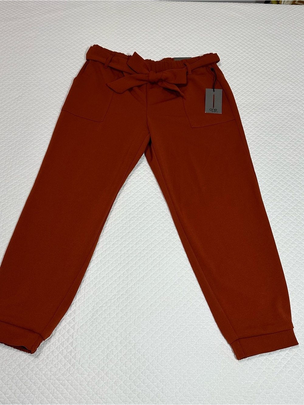Women's Paperbag Waist Rust Pants